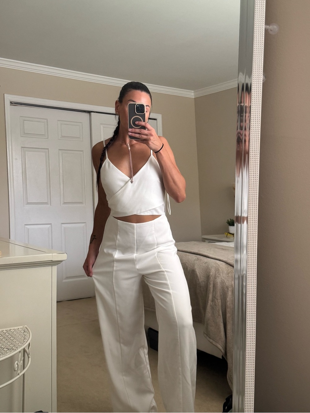 White Wide-Leg Jumpsuit- medium